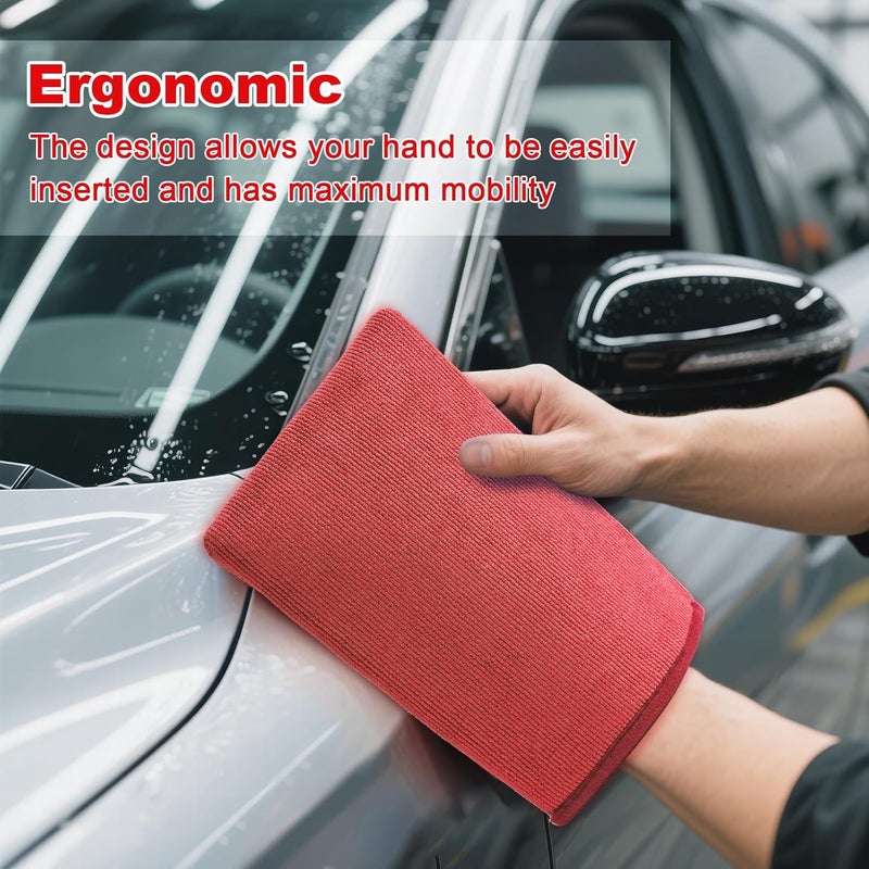 TOLDATLI Clay Mitt Auto Detailing 2 Pack, Fine Grade Microfiber Car Clay Bar Mitt, DIY Detail Tool & Kit Car Detailing Alternative (Red) - Image 5
